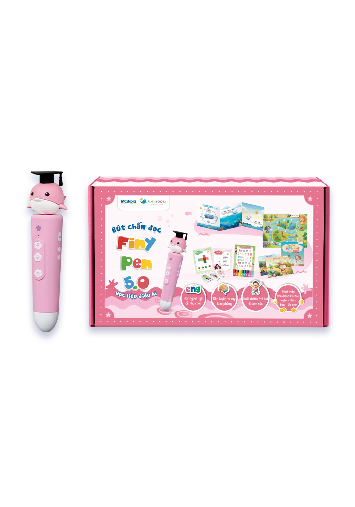 Bộ sản phẩm Bút Chấm Đọc FinyPen 5.0 – Học Liệu Diệu Kì – Màu hồng